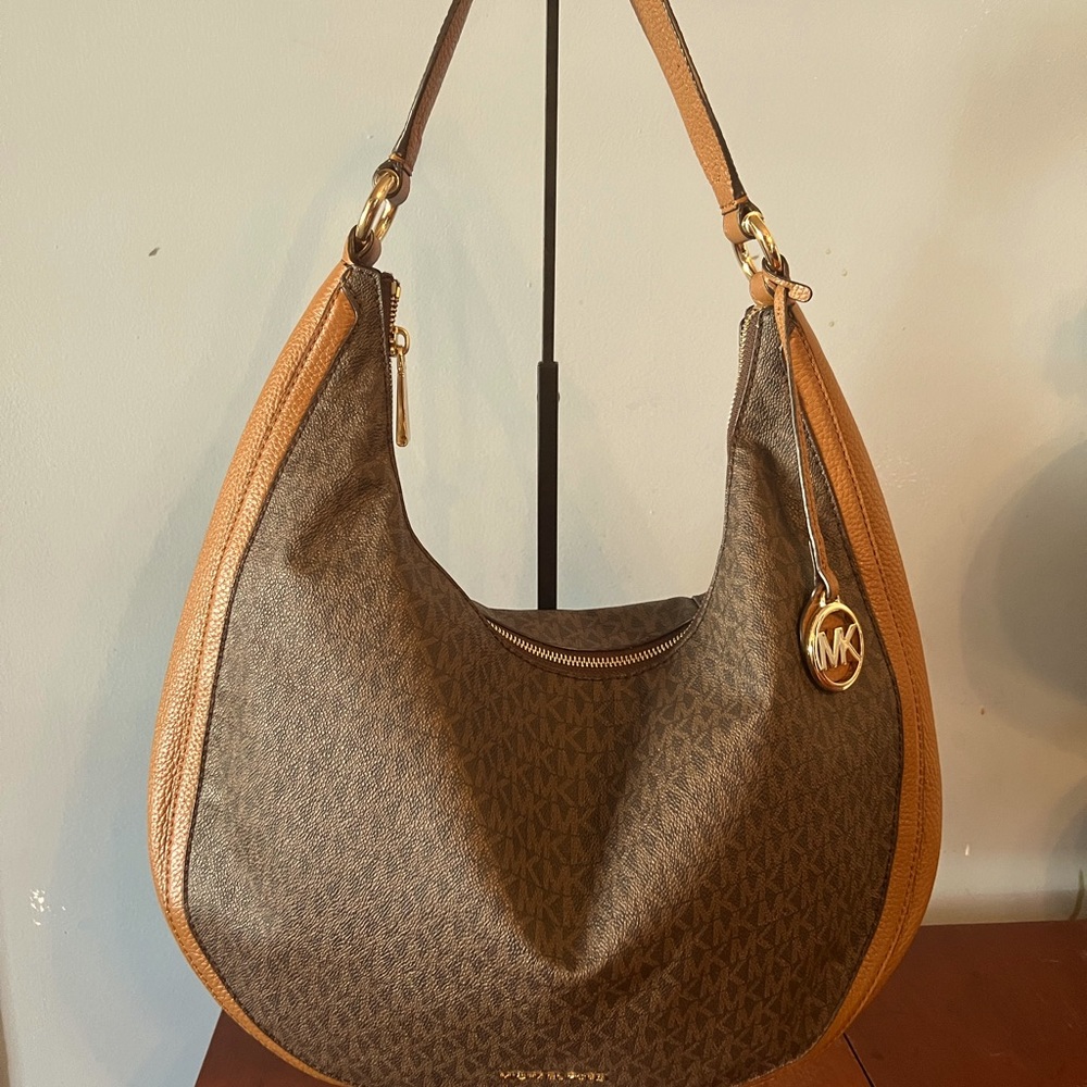 MICHAEL KORS Brown/Chestnut Monogram Large Hobo Shoulder Bag